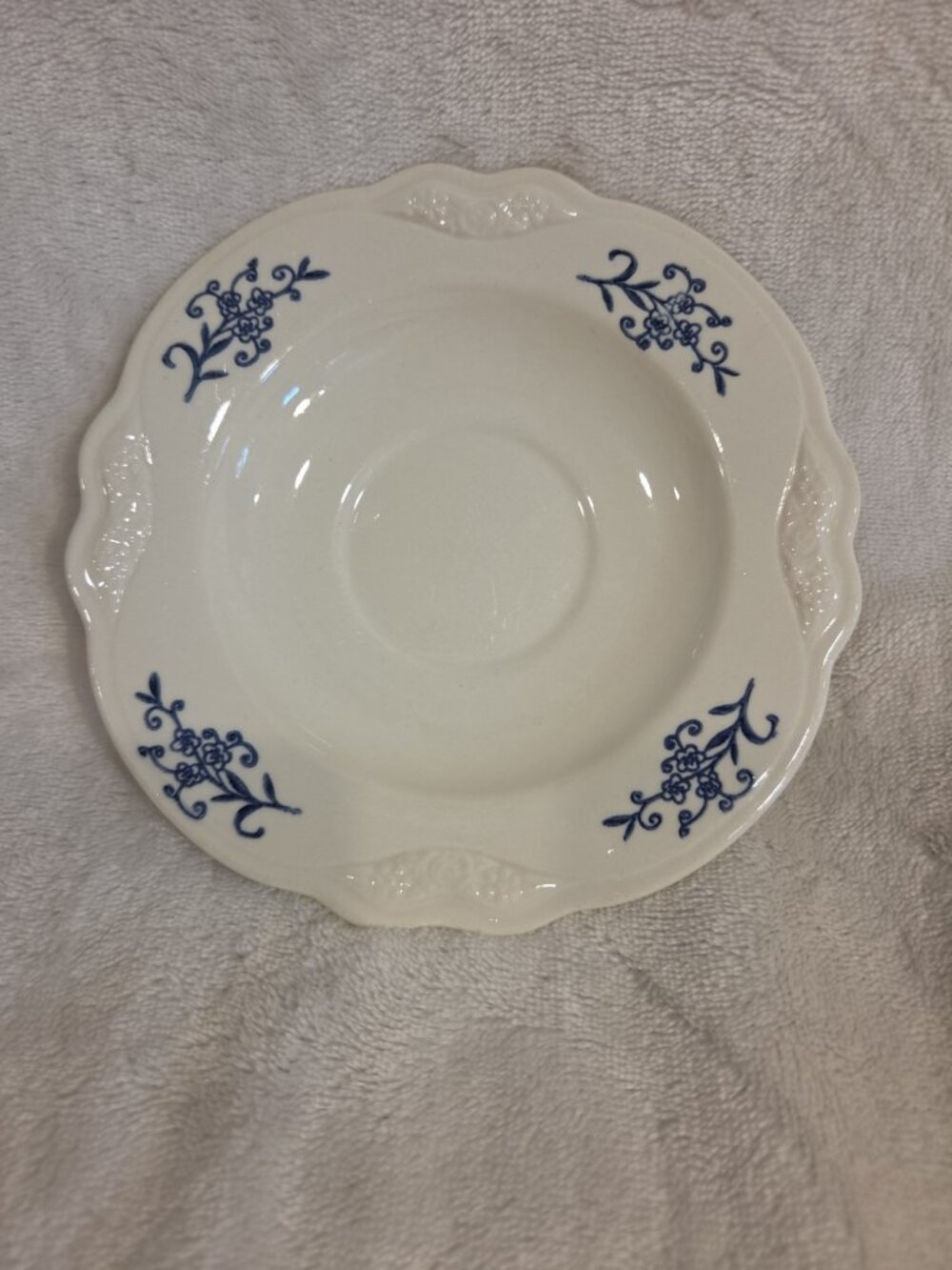 Vintage Homer Laughlin Dresden Imperial Blue & White Floral Saucer 6in